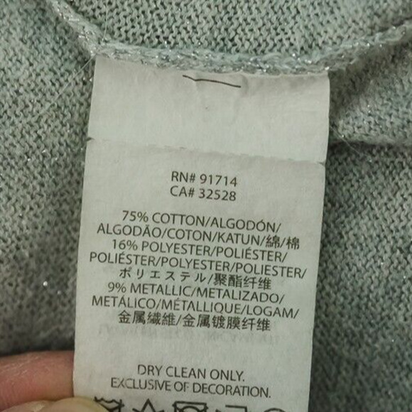 Armani Exchange Size Small S Silver Gray Grey Metallic Open Long Sleeve Cardigan - Picture 5 of 7